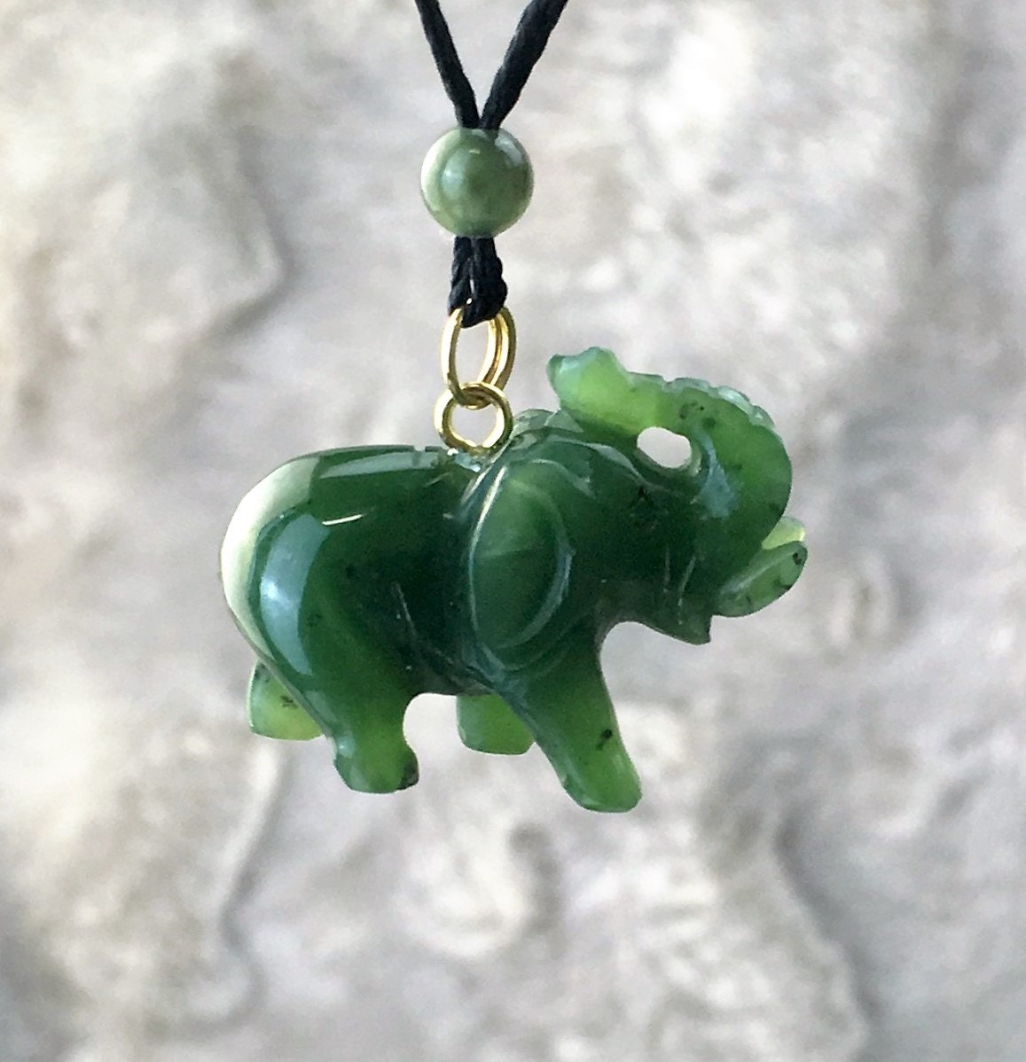 Canadian Jade Elephant Pendant Green Jade Natural Jade