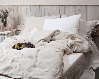 Linen duvet cover / Linen bedding / Organic duvet cover / bright natural linen