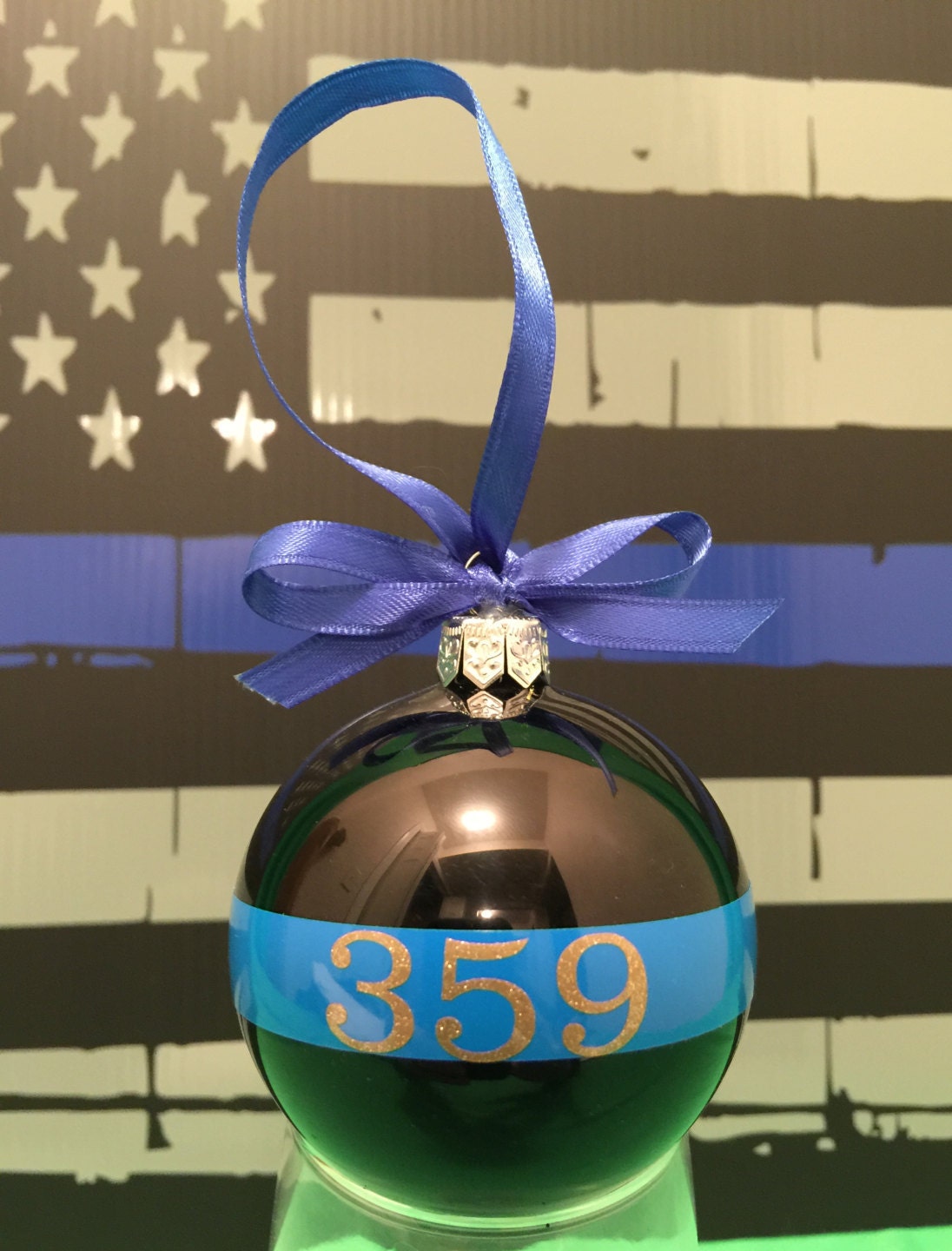 Thin Blue line Christmas Ornament law enforcment ornament