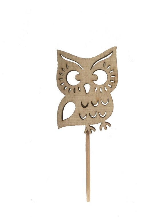 Items similar to LaserCut Wooden Owl Cupcake Toppers woodland