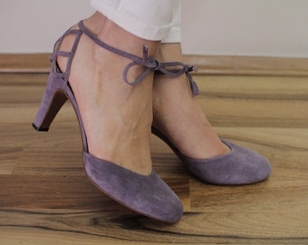 Vintage VALENTINA ITALY heels laced suede heels EU38 UK5 US 7 1/2