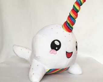 Unicorn Pop Narwhal Plush Toy, Narwhal Plush, Rainbow Narwhal, Whale Plush Toy