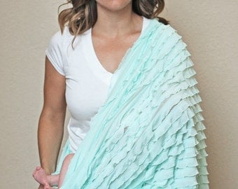 Infinity Scarf Nursing Cover, Ruffle Scarf, Lightweight Scarf, Breathable Nursing Cover, Mint, Brookes Treehouse