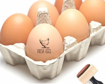 FRESH EGGS Stamp - Chicken Egg Stamp Small - Farm Egg Label Stamp - Custom Eggs - Chicken Coop Stamp -Egg Carton Label Rubber Stamp