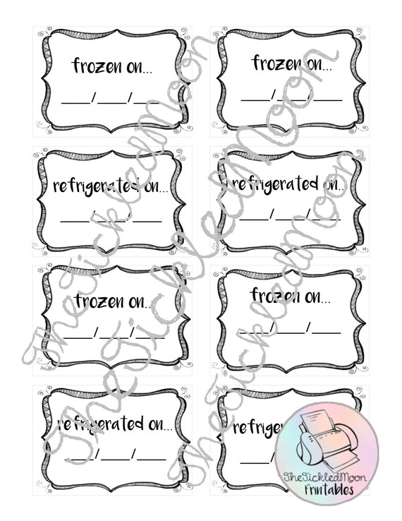 Freezer and Fridge Food Labels