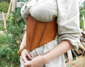 Steampunk Leather Corset - Handmade - Medieval Dress