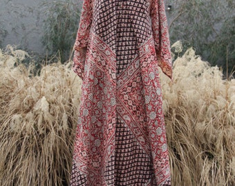 vintage rare indian cotton kaftan maxi dress one size