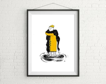 Melancholy Art Print / Depressed Art / Anxiety art / Contemporary Art / Sad Art / Old Friends / Broken Heart Illustration / Companion