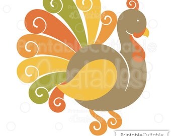 Fancy Swirls Thanksgiving Turkey SVG Cutting File & Clipart - Includes Limited Commercial Use!
