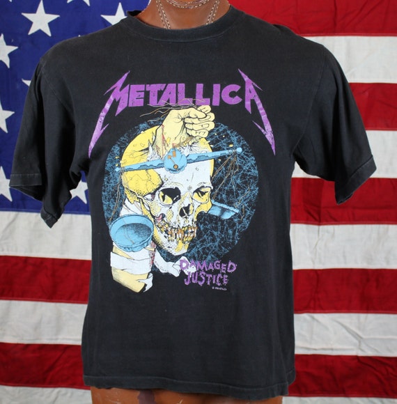 Vintage Metallica Damaged Justice 1988 Concert T Shirt Unisex
