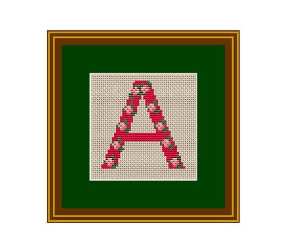 Capital Letter A Counted Cross Stitch Pattern. Instant