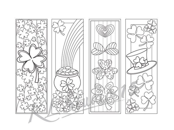 St Patrick s Day Coloring Bookmarks Page Instant St Patrick s Day Coloring Bookmarks Page Instant