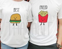 Best Friends T-Shirt Burger & Pommes - Lustiges Partner Shirt Für Frauen