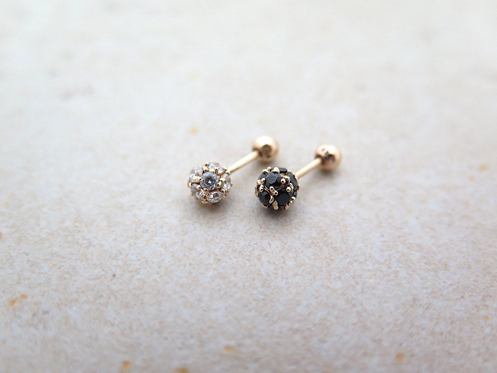 14K Solid Gold piercing/CZ Ball Piercing/Helix by MinimalBijoux