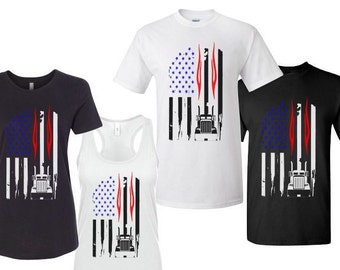 American Flag Truck Tshirt / Mens Truck Tshirt / Womens Truck Tshirt / American Flag Tshirts / Heavy Haul Tshirts / Gifts For Dad