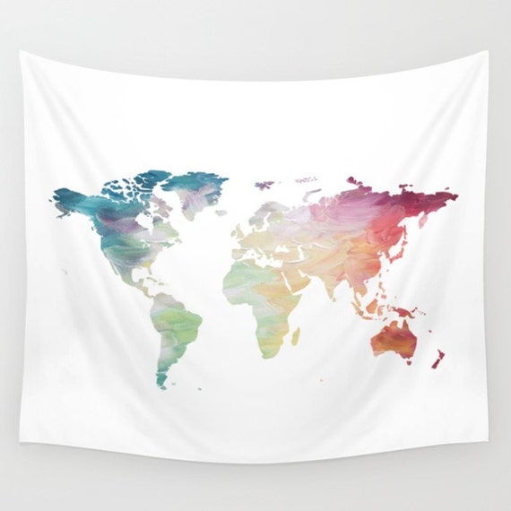 Map Tapestry Rainbow Tapestry World Map Wall Hanging Globe