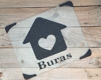 Glass Cutting Board, New Home, Closing Gift, Housewarming, Home, name Sign, Christmas Gift, Mom Gift, Birthday Gift, Name Plaque