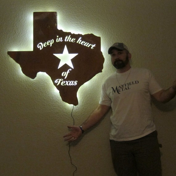 Texas Light, Sign, Wall Art, Metal Art, Lone Start State, Deep in the Heart of Texas