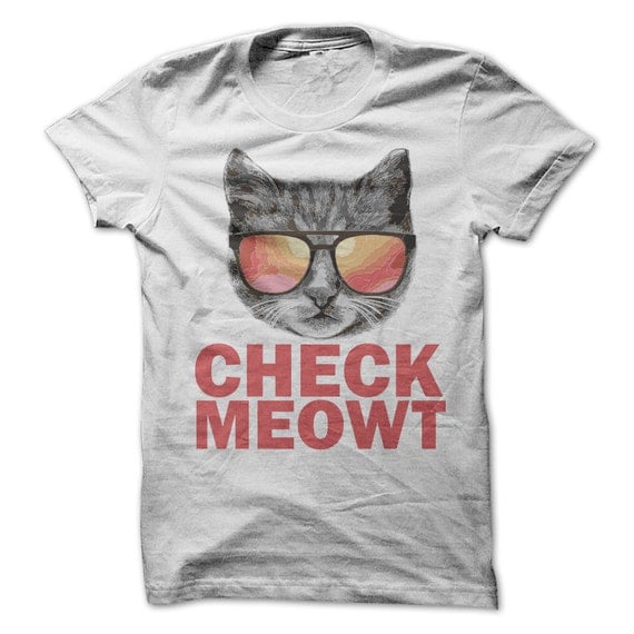 Check Meowt Tshirt Cat Funny Kitten Tee Cat by LuckyMonkeyTees