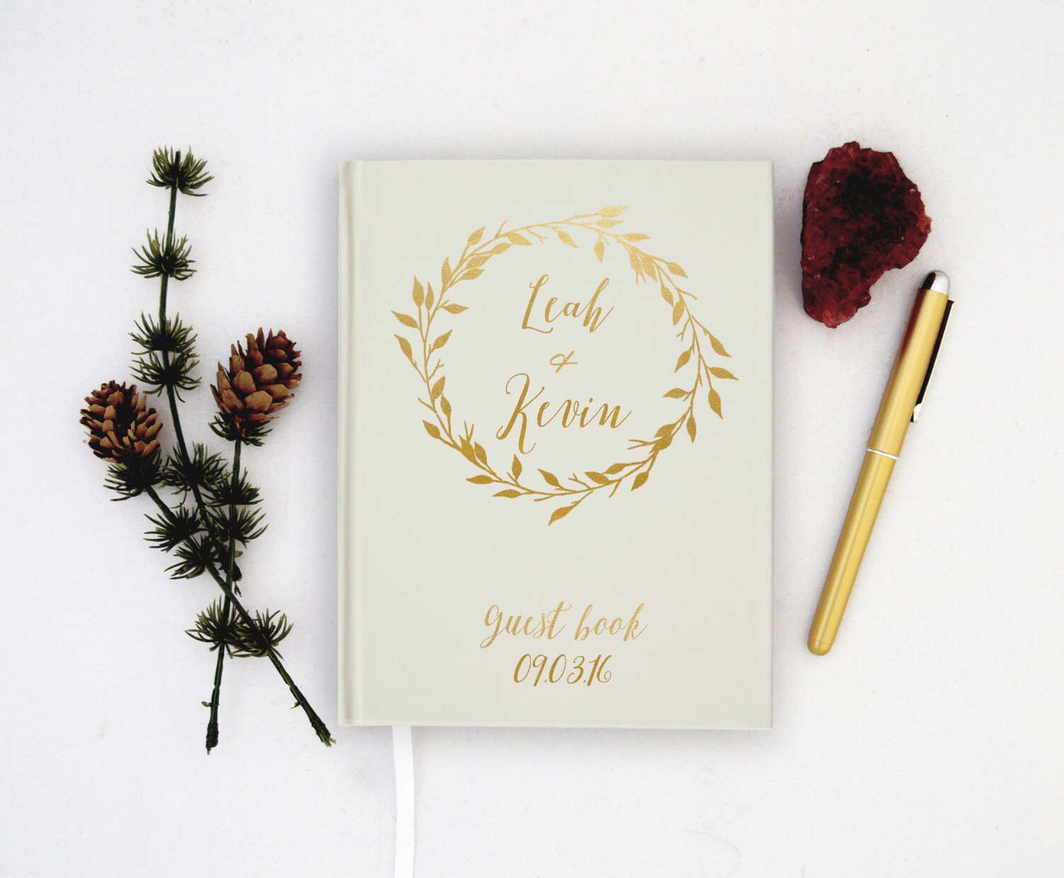 Wedding Guest Book Personalized Gold Guest Books Custom