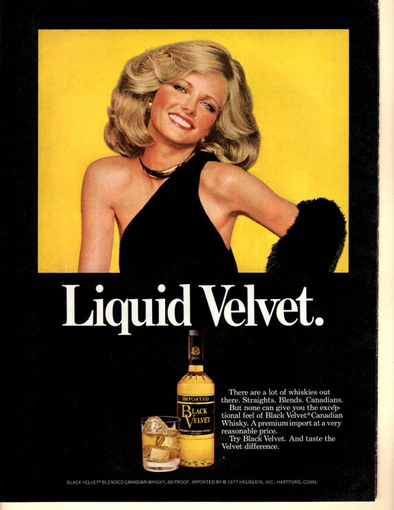 1970s Black Velvet Whisky vintage magazine advertisement with
