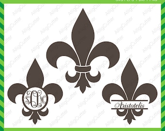 Fleur de Lis Monogram Mardi Gras Frames SVG DXF PNG eps Cut Files for Cricut Design, Silhouette studio, Sure Cuts A Lot, Makes the cut