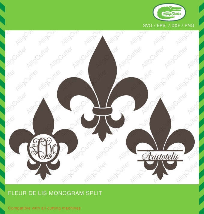 Download Fleur de Lis Monogram Mardi Gras Frames SVG DXF PNG eps Cut