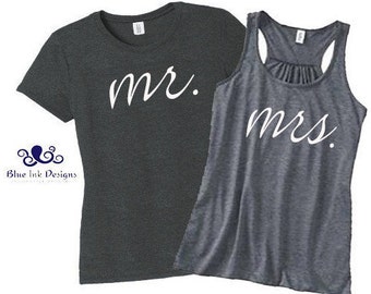 Mr Mrs Shirts, Mr and Mrs Shirt, Mrs Tank, Newlywed Shirts, Mr Shirt, Just Married Shirts,husband wife shirts,bridal shirts,honeymoon shirts