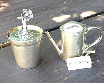 Tiffany & Co Sterling Silver Open Salt Cellar and Pepper Shaker