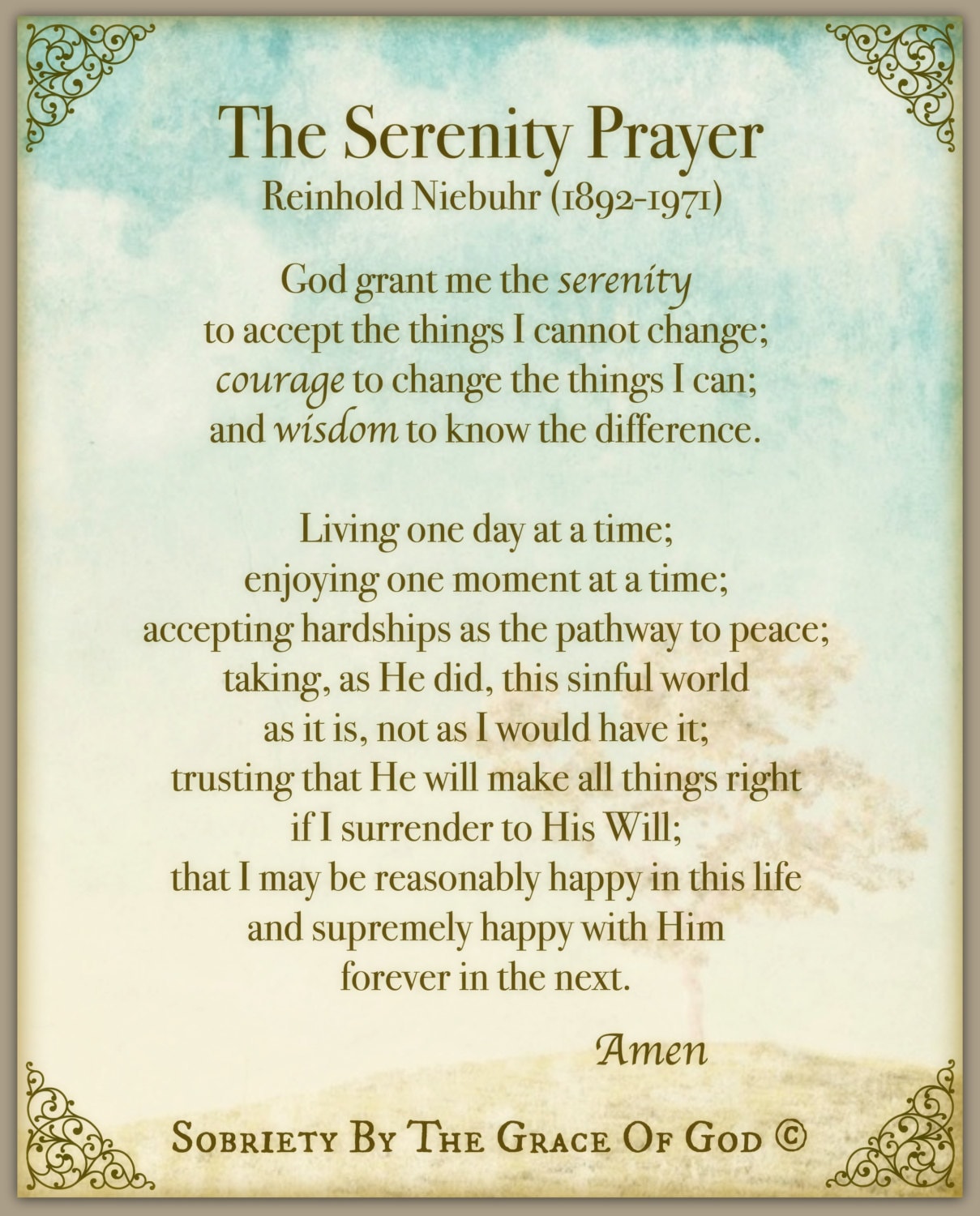 narcotics anonymous serenity prayer long version printable
