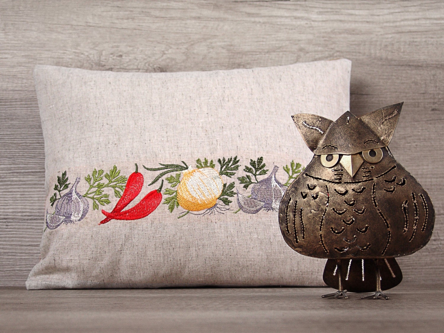 Vegetable food cushion pillow kitchen bench pillow grey