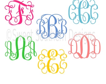 Interlocking Vine Monogram Font Script Cursive font SVG DXF instant download design for cricut or silhouette