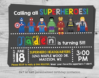 Superhero birthday invitation - personalized with your child's name - digital / printable