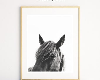 Horse Wall Art, Horse Print, Black and White Photography, Modern Art, Equestrian Art, Scandinavian Print, Printable Art