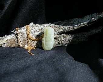 Vintage Chinese Handcarved Hetian Jade Pebble {Density Tested} Warrior figure