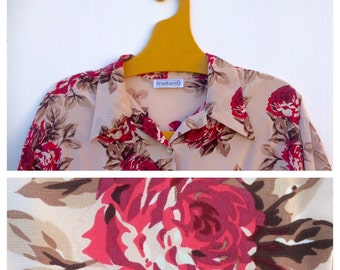 Cacharel Roses and Cream Silk French Vintage Shirt