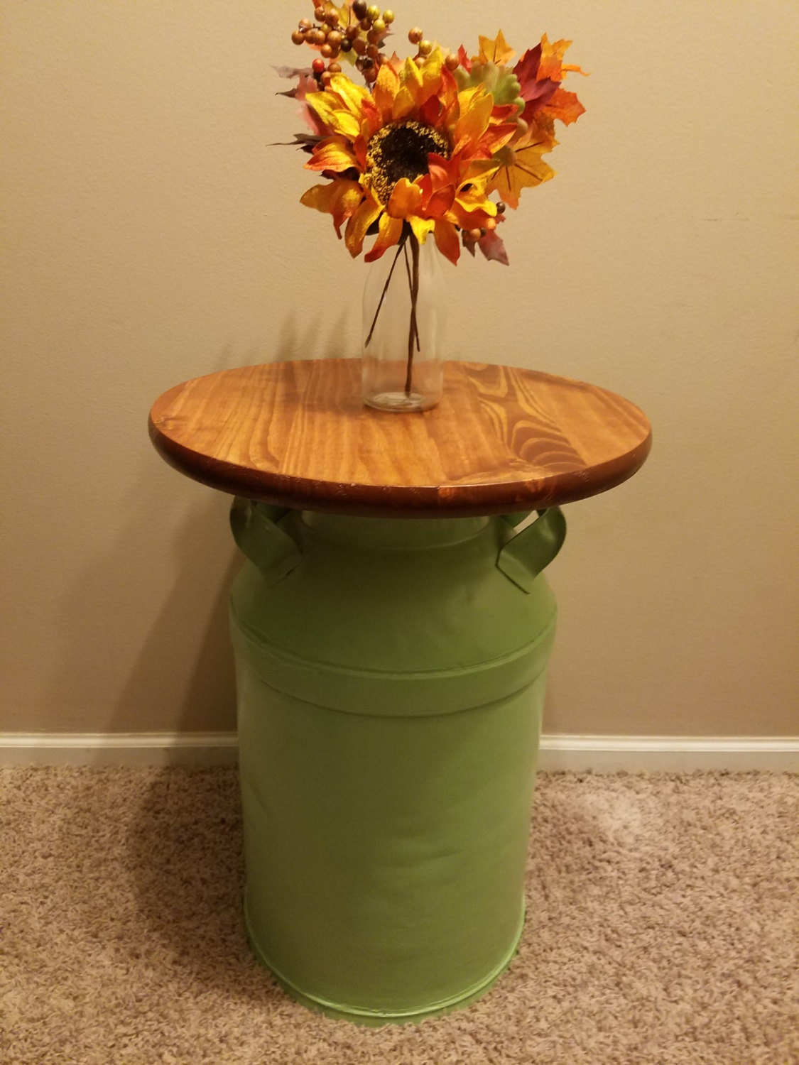 Vintage Milk Can End Table Authentic by UpfinishedFurniture