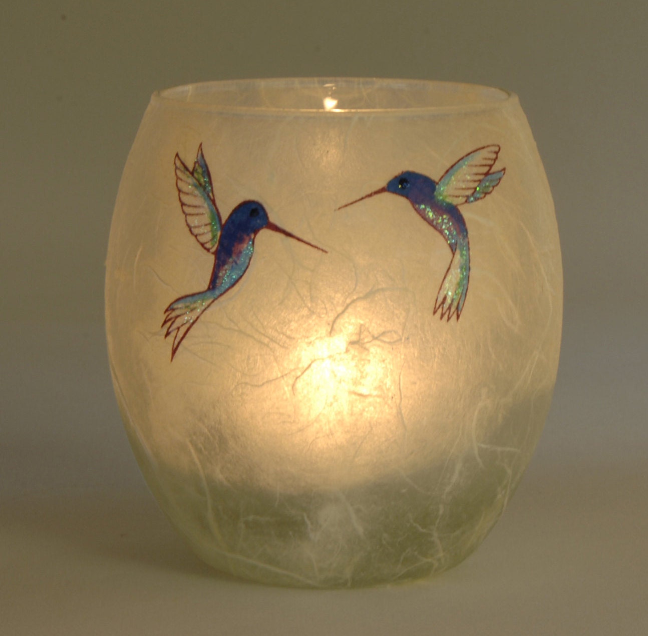 Hummingbird tealight candle holder sweet hand painted