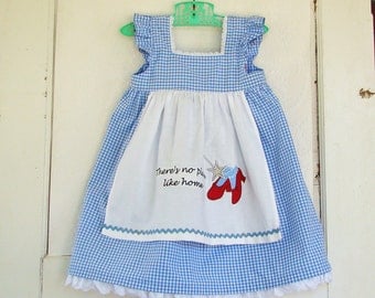 Dorothys Dress Embroidered Apron Wizard of Oz inspired 6-12M OR 12-18M Baby Girls