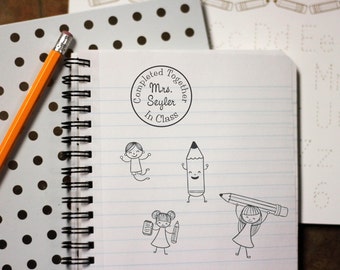 Completed together in class rubber stamp Custom self inking teacher stamp