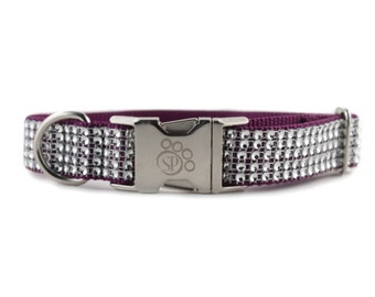 Purple Bling Dog Collar - Adjustable dog collar -fancy dog collar - sparkly dog collar - Purple dog collar - girl dog collar