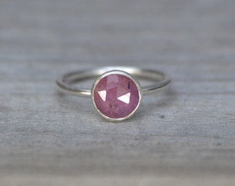 Rose Cut Pink Sapphire Ring, Over 1.8ct Sapphire Ring, September Gift, Handmade In The UK