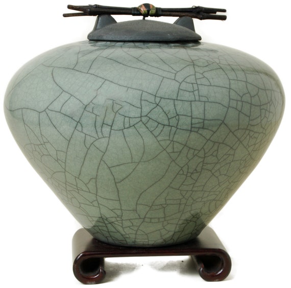 Raku Ceramic Cremation Urn for ashes standard size by ...