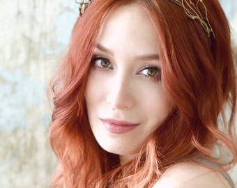 Crystal crown, twig crown, woodland headpiece, fairy tiara, medieval crown, hair accessories