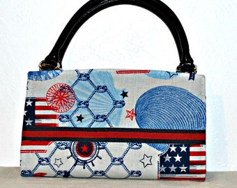 Red White Blue Nautical Magnetic Bag Shell Cover