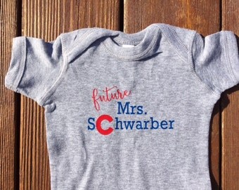 future Mrs. Schwarber, Chicago Cubs baby, Chicago baby, Cubs tee, Go Cubs Go, Fly the W, new baby gift, toddler, girl, baseball tee, NB-5/6T