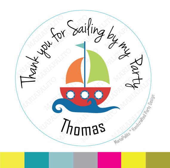Nautical Stickers, Party Personalized Nautical PRINTED round Stickers, tags, Labels or Envelope Seals A727 Il_570xn