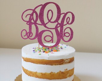 Glitter "Monogram" Cake Topper