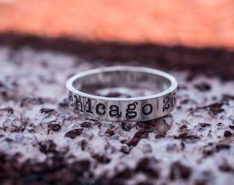 Chicago Marathon Ring - Personalized Ring - Stamped Ring - Running Ring - Inspirational Ring - 26.2 Ring