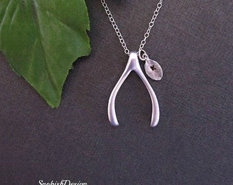 Wishbone Necklace, Initial Necklace, Ring Holder Necklace, Personalized Necklace, Best Friend Necklace, Friendship Necklace, Gift for Wife